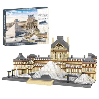 CSNRHG Paris Louvre Museum Model Building Blocks Set Micro Bricks World Famous Architecture Educational Toys for Kids Adults 3377 Piece Birthday