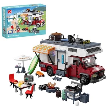 TYCOLE City Camper Van Building SetBeach Camping Themed Construction Toy Kit with Mini AccessoriesLights RV Car Model Compatible with LegosBirthday Gift for Adults and Kids 6880 pcs