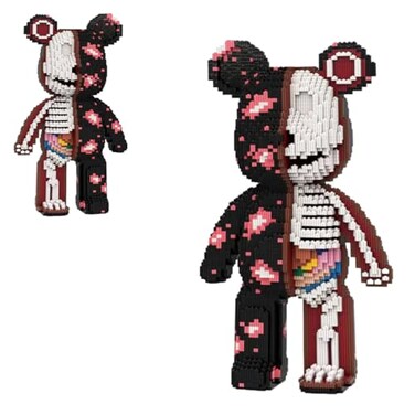 VIIOVOIIV Teddy Blocks Skeleton Bear Micro Building Blocks Set with Hidden Storage Drawer169inchesHalloween Graffiti Bear Building Blocks Creative Gift Home Office Decor for Kids Adults 8