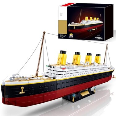 BrickTribe Model Set Ship Brick Set Gift for Adults and Kids 6 with 2 Major Minifigures Compatible with Lego Sets STEM Big Shape Brick Set Ideal for Fans Collection 2401 PCS