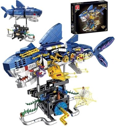 TYCOLE Mechanical Shark Building Set with Rotatable Function and Display Stand Sea Animal STEM Toy Compatible with Trend Bricks Idea Birthday Party Gift for Adults Boys Ages 814 699PCS