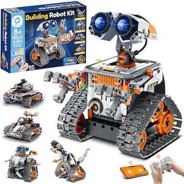 Sillbird Robot Building Kit with Remote Control STEM Gifts for Kids Boys Age 812 Coding Robotics Toy for Birthday Buildable 5in1 Models with 488 Pieces Orange