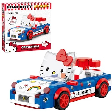 Brickcraft Officially Licensed Sanrio Hello Kitty Convertible Car Building Set 294Piece Multicolor Brick Kit with Detailed Character Face Sticker Sheet Included