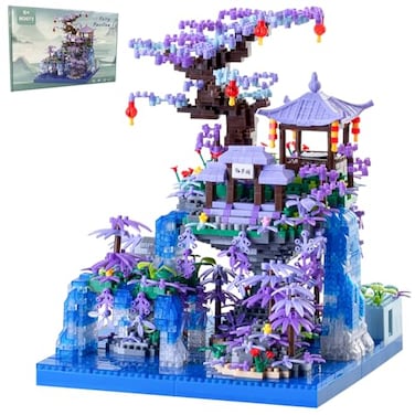 APENGBAOL Peach Blossom Pond Japanese Architecture Building Blocks Set for Adults and Kids Micro Mini Bricks Cherry Blossom Tree House Building Kit 2500PCS Green