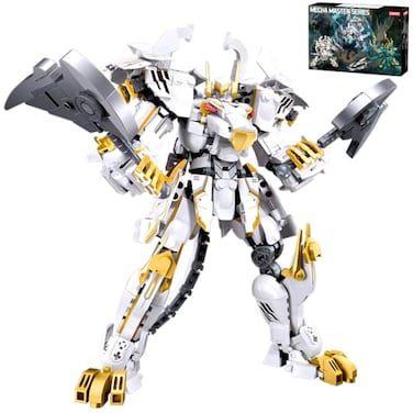 CSNRHG White Tiger Samurai mech Robot Model with Double Axe Head Building Blocks Toy Set Mythical Birthday for Age 8 Children Adults Teens 679 Pieces
