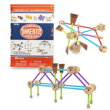Tinkertoy Retro Building Set Tin 85 Pieces