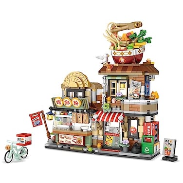 TOY PLAYER Street View Noodle Shop Mini Building Blocks MOC Creative Building Toys Model Set for Girls 79 Years Old 870 PCS Simulation Architecture Construction Toy Gift Idea for Kids Adults