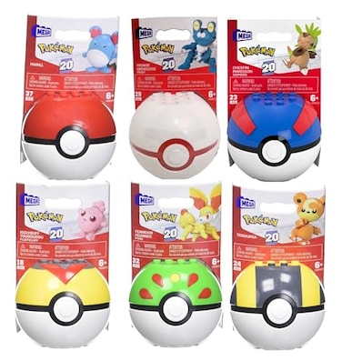 Mega Construx Pokemon Series 20 Pokeball Collection Set 6 Buildable Balls with Characters Ages 6 FPM00963L