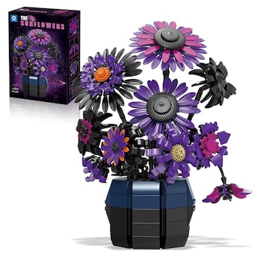 chanbrick Sunflower Building Set Flowers Purple Art Compatible with Lego Botanical Collection for Adults Home Decor 1009 Pcs