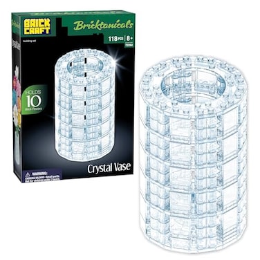 Brickcraft Bricktanicals Crystal Vase Building Set 118pcs Transparent Brick Flower Holder Fits 10 Stems Compatible Botanical Building Blocks Display Case Home Office Dcor Gift for Adults Kids