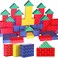 Junkin 48 Pcs Cardboard Building Blocks Extra Thick Jumbo Cardboard Blocks Pretend Blocks Rectangle Square Triangle Stacking Blocks for Kid Educational Learning Play Toys Blue Yellow Red Green