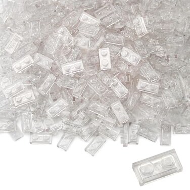 Feleph Basic Parts 450 Pieces Plate 1x2 Transparent Clear Tile Building Classic Play Blocks Set Toy Compatible with 3023 Major Base Brands Accessories