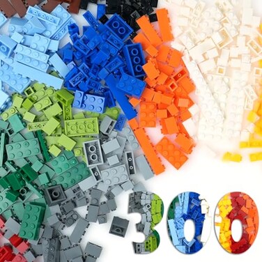 MALEKO Building Bricks Compatible with Classic Creative Blocks of All Major Brands300Pieces Basic Bulk Small Brick SetBuilding Blocks in Radom Color Mixed Shape