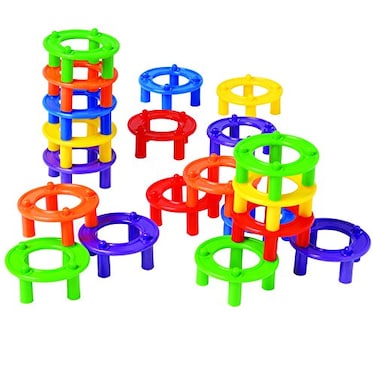 Constructive Playthings Ring Builders Stacking Toys 96Piece STEM Building Set for Kids Ages 18 Months Preschool Classroom MustHave