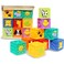 Kingtree Baby Blocks 9PCS Soft Squeeze Building Blocks Stacking Toys for 6 Months Babies Baby Teething Chewing Educational Blocks Set with Numbers Animals Shapes Textures