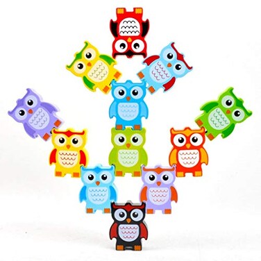 Discovery Toys Stacking Owls Wood Balancing Acrobat Set KidPowered Learning STEM Toy Early Childhood Development 3 Years and Up