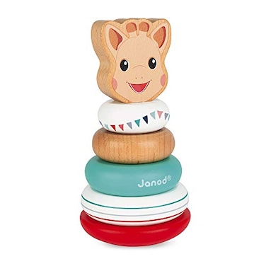 Janod Sophie La Girafe 6 pc Wooden Stackable RolyPoly Toy Ages 12 Months J09501
