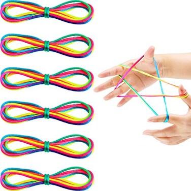 meekoo 6 Pieces Cats Cradle String Hand Game Finger String Toy Supplies 165 cm Length Rainbow Color