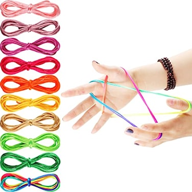 Poen 10 Pieces Cats Cradle String Finger Game String Cats Cradle Game Book Toy Supplies 65 Inch Long 10 Colors