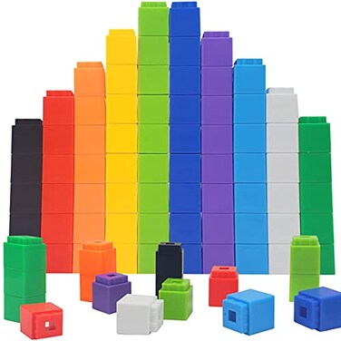KUTOI Math Manipulatives Counting Cubes Educational Math Linking Cubes Classroom Toys Kindergarten Learning Materials Homeschool SuppliesSet of 100 Math Cubes for Kids Ages 3