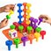 Skoolzy Peg Board Set Montessori Toys for 2 Year Old 33 Pc Plastic Peg Board for Kids Occupational Therapy Toys with Pegs Dice Lacing String Storage Bag