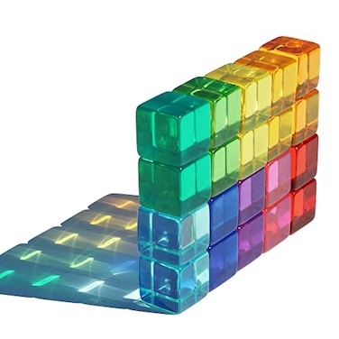 Candywood Rainbow Acrylic Gem Cubes Blocks Children Educational Sensory Training Crystal Toys Baby Learn Color Light Shadow Stacking Toys 20Pcs