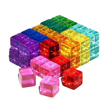 Candywood Rainbow Acrylic Gem Cubes Blocks Children Educational Sensory Training Crystal Toys Baby Learn Color Light Shadow Stacking Toys 40Pcs