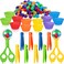 Zhanmai 142 Pieces Fine Motor Skills Handy Scooper Set Sensory Bin Filler Includes 12 Sorting Bowls 8 Tweezers 2 Scissors Clips 120 Plush Balls for Early Education and Sorting Counting Training Develo