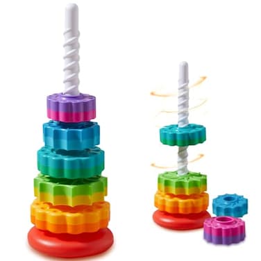 CAPT.GOOSE CAPTGOOSE Rainbow Spinning Toy Stacking Toy for Toddlers 13 Educational Montessori Developmental Baby Toddler Autism Sensory Gifts for One Year Old Girl Boy