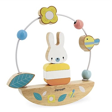 Janod Pure Bead Maze and Rocking Rabbit Ages 1 J05149 White