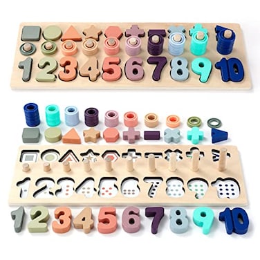 GeroCrew Toddler Montessori Toys Teaches Number Counting Math Stacking Fun Preschool Learning Activates for Boy and Girl Year Old Boy Gifts and Beyond Macaron