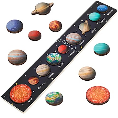 Zeoddler Solar System Puzzle for Kids 36 Wooden Space Toys Planets for Kids Preschool Learning Activities Gift for Boys Girls