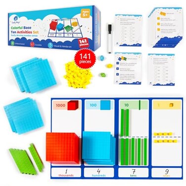 Simply magic 1401 PCS Colorful Base Ten Blocks Activities Set Base Ten Blocks Classroom Set Base 10 Math Manipulatives Place Value Blocks Mat Ones Tens Hundreds Blocks Math Counters Cubes