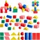 Sotiff 140 Pcs Mini 3D Shapes for Teaching Wood Geometric Solids Geometric Shapes 3D Shape Blocks Classroom Manipulatives for Elementary School Geometry Math Kindergarten Preschool Learning