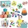 Plunack 6 in 1 Montessori Baby Toys for 612 Months Stacking Blocks Rings Pull String Suction Cup Spinner Matching Eggs Shape Sorter Sensory Bin Infant Developmental Gift Set