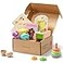 Tiny Land Montessori Toy Set for Babies 1 Year Old Thinker Play Kit 5in1 Wooden Learning Toys with Peg Drop Box Rocking Stacker Egg Cup Canister Set and Crinkle Bag