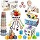 EPOGG 6 in 1 Montessori Baby Toys for 612 Months Pull String Toy Sensory Bin Stacking Cups Tissue Box Suction Cup Spinner Stacking Blocks Infant Gift Set for 13 Year Old Boy Girls