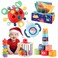 KADAYAYA Montessori Baby Toy for 18 Months Teether Rattle Tissue Box Pull String Crab Toy Infant Sensory Toys Shape Storage BinStacking Cup Toy Gift for Toddlers Boys Girls 1 2 3 Year Old