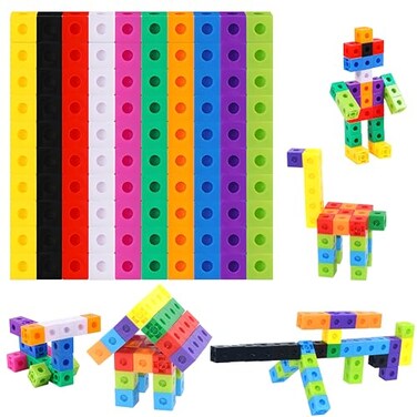 SpriteGru Math Linking Cubes Set of 100 Math Cubes Manipulative Connecting and Counting Snap Blocks for Early Math and Construction Educational Toy for Preschool Kindergarten Homeschool