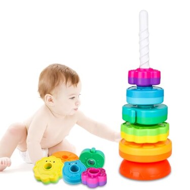 LBAIBB Spin Stack ToysBaby Spinning Toy ABS Plastic and Color Rainbow DesignFocus on Children Educational and Interactive Learnings Stack Toys Suitable for Gifts for Boys and Girls