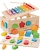 Jessruly Shape Sorter Wooden Xylophone and Montessori Number Puzzle Set for Babies Educational Sorting Game with Storage Car for Toddlers