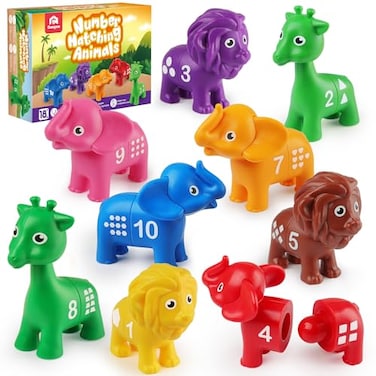 Coogam Number Matching Toy Set 10pcs DoubleSided Animal Number Counting Game Preschool Montessori Fine Motor Skill Mathematics Educational Toys for 3 4 5 Year