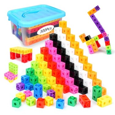 QUYSK 300 Pcs Linking Cubes for Kids Counting Blocks with Storage Boxes Connecting Cubes Math Manipulatives for Preschool Elementary Aged Kids