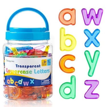 Odoorgames 78 Pcs Translucent Lowercase Letters Learning Toy for Light Table Accessories and Manipulatives