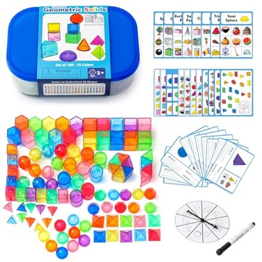 Odoorgames 100 Pcs 3D Shapes for Teaching Geometric Solids and Geometry Manipulatives for Classroom Enhance Learning Experience