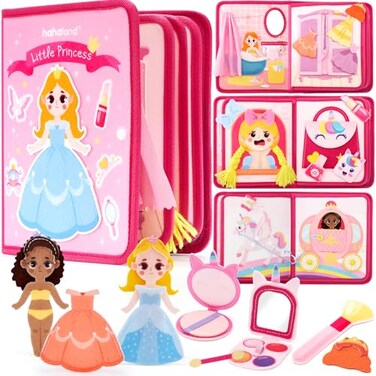 hahaland Princess Busy Book Toddlers 35 Dress up Pretend Play Makeup Toys