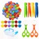 YQMVXW 119Pcs Kid Tweezers fine Motor Skills SetHelping Hands fine Motor Tool SetIncludes 100 Pcs Pompoms12 Cups4 Tweezers2 Clips1 Storage Box for Counting Sorting Training