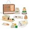 Jackie &amp; Jackie Vancie Montessori Toy Set for Babies 712 Months Play Kit 6in1 Wooden Learning Toys with Object Permanence Box Ring Stacker Egg Cup Multipurpose Blocks and Mirror Puzzle