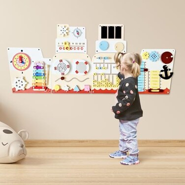 Cateam Sensory Wall Panel for Kids Activity Wall Busy Board for Toddlers and preschoolers 16in1 Learning Activity Center Wooden Montessori Toys for Education and Early Development Ship