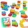 LESONG Sensory Building Toys for Toddlers 24PCS Squeezable Silicone Stacking Toys Early Learning Construction Playset for Preschool Manual Skills Birthday Gifts